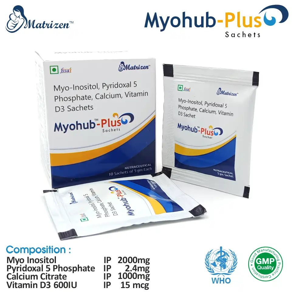 Myo Inositol 2000mg + Pyridoxal 5 Phosphate 2.4mg + Calcium 1000mg + Vitamin D3 600IU | Best price for PCD Pharma Franchise | Women’s health & fertility support